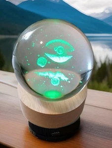3D Kunst Kristallkugel 6 mm Muschelschale beleuchtet wechselnde Farben - Bild 1 von 8