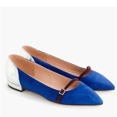 J. Planos de ballet de gamuza Crew Gwen Mary Jane colorblock azul real, para mujer 9, $149 Foto 1 de 4