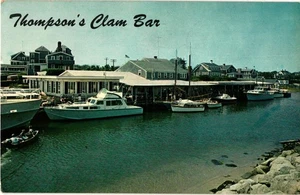 Vintage Thompson's Clam Bar on Wychmere Harbor, Cape Cod MA Postcard - Picture 1 of 2