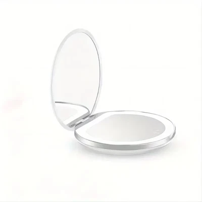 Specchio Compatto Con Luce, Specchio Tascabile LED Con Ingrandimento 1X/3X Con C - Immagine 1 di 4