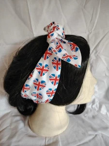 Heart Union Jack Flag 40s 50s Hair Wrap Headband Scarf 80th VE Day Celebrations - Picture 1 of 8