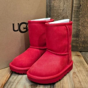 UGG TODDLER CLASSIC II BOOT RED SUEDE SHEEP WOOL LINED US 7 EU 23.5 LITTLE KIDS - Picture 1 of 15