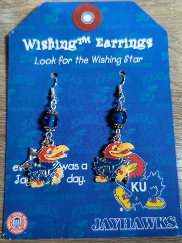 Kansas Jayhawks KU Dangle Earrings Basketball Jewelry Bling Cover