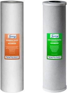 iSpring Whole House Water Filtration System W/Steel Hose Connectors, Carbon - Picture 1 of 13