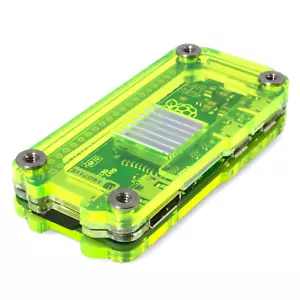 Custodia C4Labs Zebra Zero Laser Lime per R Pi Zero & Zero Wireless, con dissipatori di calore - Foto 1 di 5
