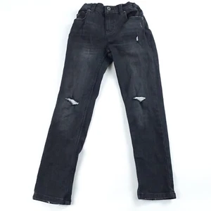 Wonder Nation Jeans Boys 8 Black Slim Denim Pants Stretch Waist Distressed Rip - Picture 1 of 10