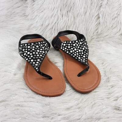 Sandalias de tanga RAMPAGE Prince negras con correa al tobillo para mujer talla 11 M Foto 1 de 4