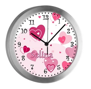 Kinderuhr mit Namen Kinder Funkuhr leise Wanduhr Kinderzimmer Uhr Herz - Bild 1 von 6