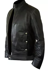 Limitless Eddie Morra Black Zipper Biker Café Racer Echtleder Jacke - Bild 1 von 3