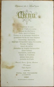 La Souterraine, France 1921 French Menu - Hotel des Voyageurs - Lunch - Picture 1 of 1