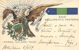 C3198) WW1 244 REGGIMENTO FANTERIA BRIGATA COSENZA VG 10/1/1919 CON P.M. - Bild 1 von 1