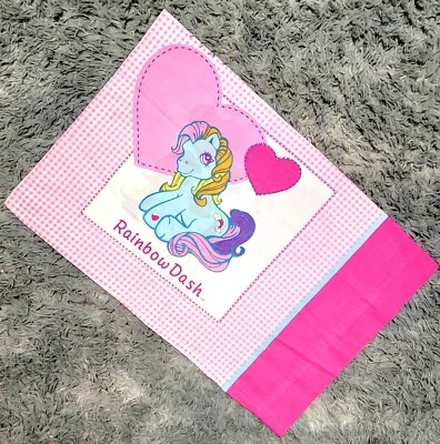 Vintage My Little Pony Pillowcase Rainbow Dash Sunny Daze y2k Pink Gingham EUC - Image 1 of 4