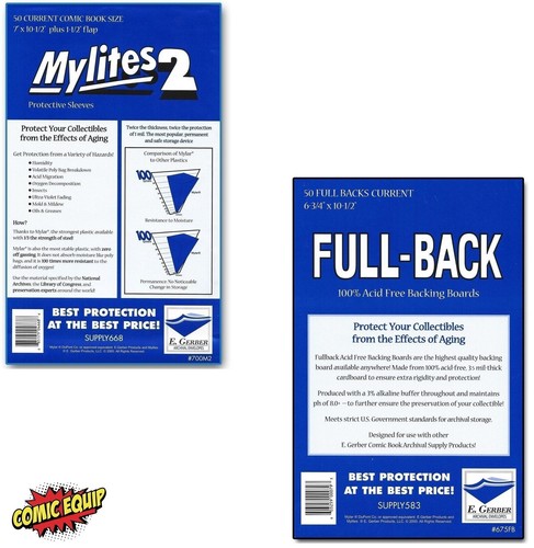 Gerber Mylites2 Comic Bags With Half Backs - 100 Count Set For Modern Age Comics (700M2 / 675HB)