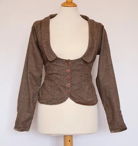Ewa i Walla Wolle Fischgrätenmuster Braun Jacke , Gr. XS - Bild 1 von 8