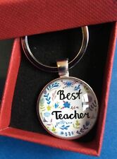 BOXED Teacher Keyring. Best Teacher. Leaving Teacher Gift. Stainless Steel .
