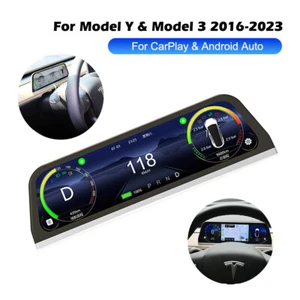 For Tesla Model 3 Y Head-Up Display 9.66 Inch Touch Screen HUD Wireless Carplay - Foto 1 di 24
