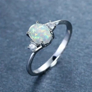 Elegant Opal Silver ring Women/girl UK Seller - Picture 1 of 4