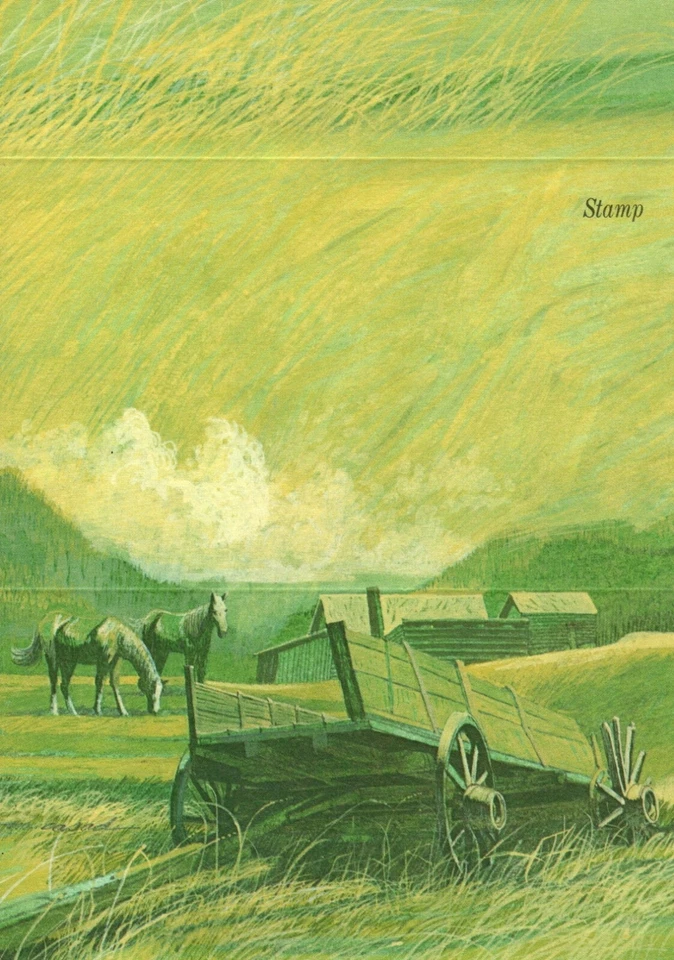 Western Wagon Horse Horses Vintage Fold A Note Folded Blank Card - Image 1 of 1