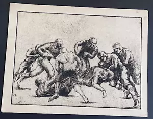 1930er Aaron Berkman College Large Football Tackle WPA NFL Sport Radierung N.Y. - Bild 1 von 6