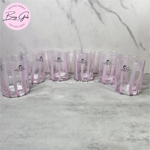 6 Murano Alessandro Coppola Rosa Streifen Tumbler Trinkgläser Set Italy Neu - Bild 1 von 2