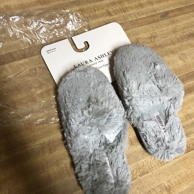 Женские плюшевые тапочки Laura Ashley из пеноматериала с эффектом памяти светло-серые средние новые - Изображение 1 из 4