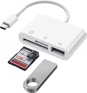 USB C Card Reader - 3-in-1 Type C to SD/TF/USB Adapter for Camera & Memory Disk - Picture 1 of 7