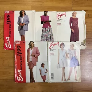 Lot of 5 UNCUT McCall’s Easy Stitch ‘n Save Vintage 90s Career Wardrobe Sz 16 - Picture 1 of 11