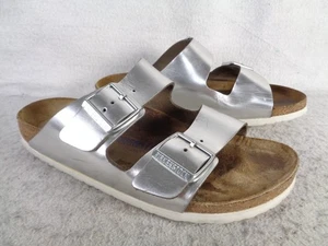 Birkenstock Arizona Weichbettung Sandale Damen US 8,5 EU 39 N Metallic Silver - Bild 1 von 10