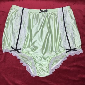 NIP M L Can Can Granny Panty Silky Nylon Satin Lace Brief Sissy Vintage styl