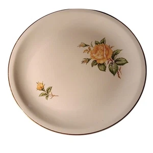 Vintage Paden City Pottery USA Classic Yellow Rose Dinner Plate W/ Gold Rim 10" - Picture 1 of 8