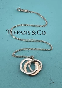 Tiffany & Co Silver Rubedo Metal 1837 Interlocking Circles Pendant Necklace - Picture 1 of 13