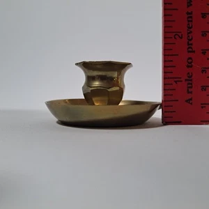 Vintage Messing Kerzenfuß Kerzenständer massiv Wohndeko minimalistisch kurz 1,5" - Bild 1 von 5