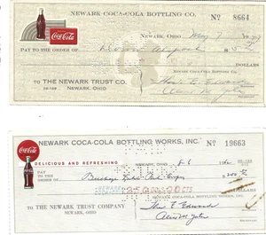 2 NEWART COCA-COLA BOTTLING WORKS INC CANCELLED CHECKS - Picture 1 of 1