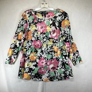 Lauren Ralph Lauren Sm Top Knit 100% Linen Pullover Lightweight Floral Blouse - Picture 1 of 17
