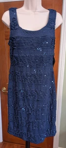 R & M Richard navy size 8 womens party sequined lined sleeveless dress Stretch - Picture 1 of 12