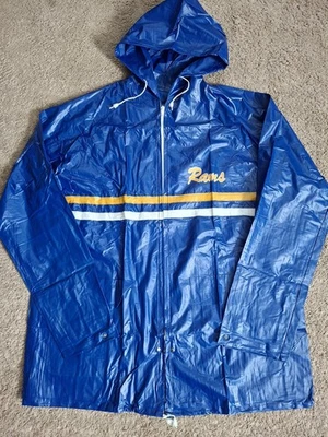 Chaqueta impermeable de fútbol americano vintage Los Angeles RAMS adulto XL cremallera completa Foto 1 de 4