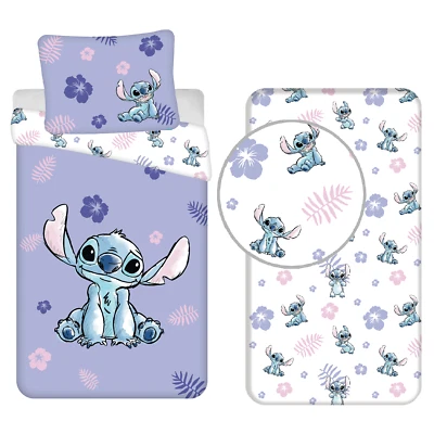 Stitch Set Lit Simple Linge Housse de Couette Taie Draps Coton Disney - Photo 1/4