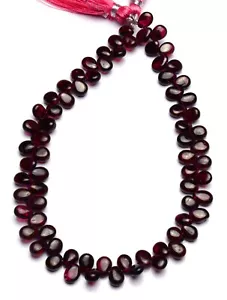Natural Gem Blood Red Garnet Smooth 7x5MM Size Pear Shape Briolette Beads 10 Inc - Picture 1 of 5