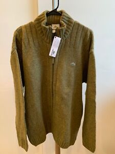VTG LACOSTE Mens Tweed Zip Up Sweater NWT Wool Silk Blend Size M Made In France
