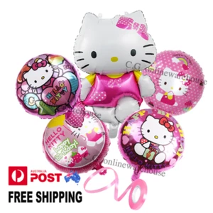 HELLO KITTY BIRTHDAY BALLOONS SET GIRLS PINK BIRTH PARTY DECORATION BABY SHOWER - Picture 1 of 14