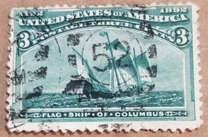 Scott 232 1893 francobollo colombiano USA 3 centesimi - Foto 1 di 2