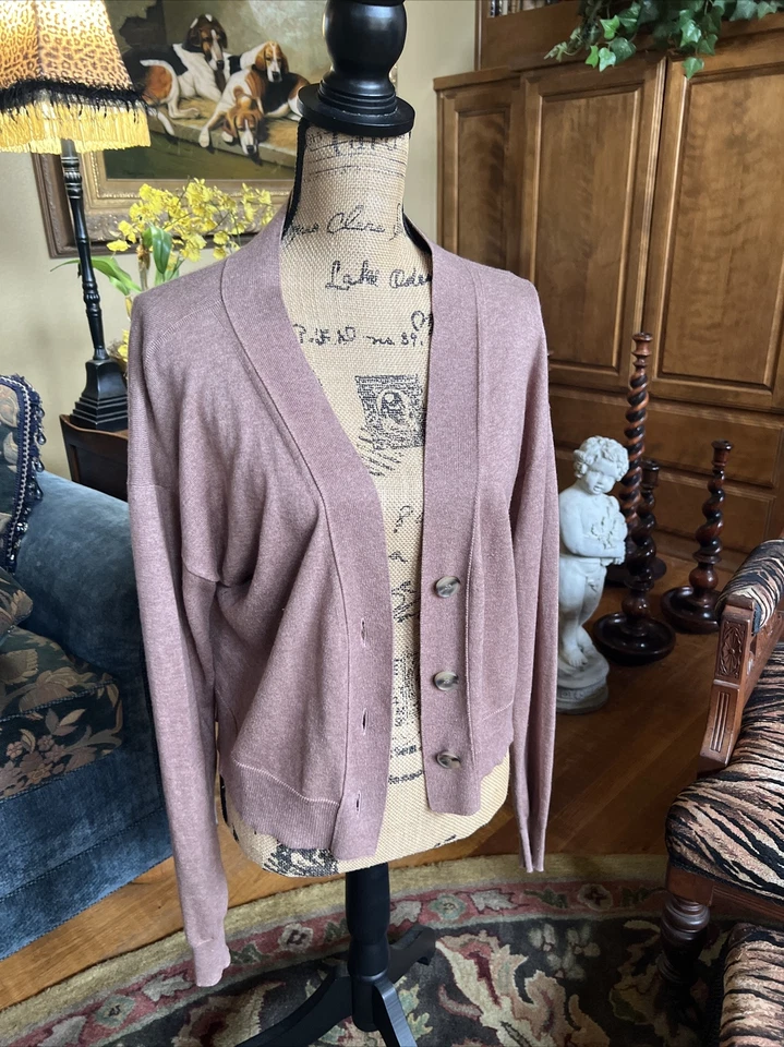 "Cárdigan suéter Stella Mccartney rosa polvoriento algodón lana seda 38 M L 44"" 19""" Foto 1 de 4