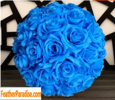 Royal Blue Rose Flower Pomander Wedding Kissing Ball 11-12 inches USA Seller - Image 1 of 4