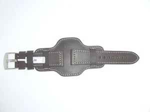 Banda de reloj de cuero genuino FLUCO con capa inferior de cuero de reloj, 24 mm marrón - Imagen 1 de 3
