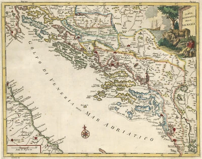 Map "Carta Geografica della Dalmazia" (Croatia-Italy) Cepparuli, 1740 - Image 1 of 4