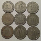 (211) COINS / PIECES ALLEMAGNE LOT 9X 10 PFENNIG 1890-1914 : BELLE QUALITE!