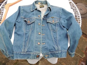 Vtg Black Label Orange thread Wrangler Denim Trucker Made in USA Jacket Size 36 - Picture 1 of 12