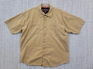Americaware Mens Tan Ripstop Vented Button Up Shirt Short Sleeve Hiking Fishing - Picture 1 of 12