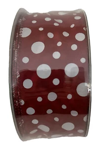 Premium Wired Ribbon Red White Valentines Christmas Crafts 50 Yd Wreath 2.5” W - Picture 1 of 5