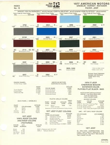 1977 AMC GREMLIN HORNET PACER MATADOR JEEP CJ WAGONEER CHEROKEE PAINT CHIPS PPG - Picture 1 of 1